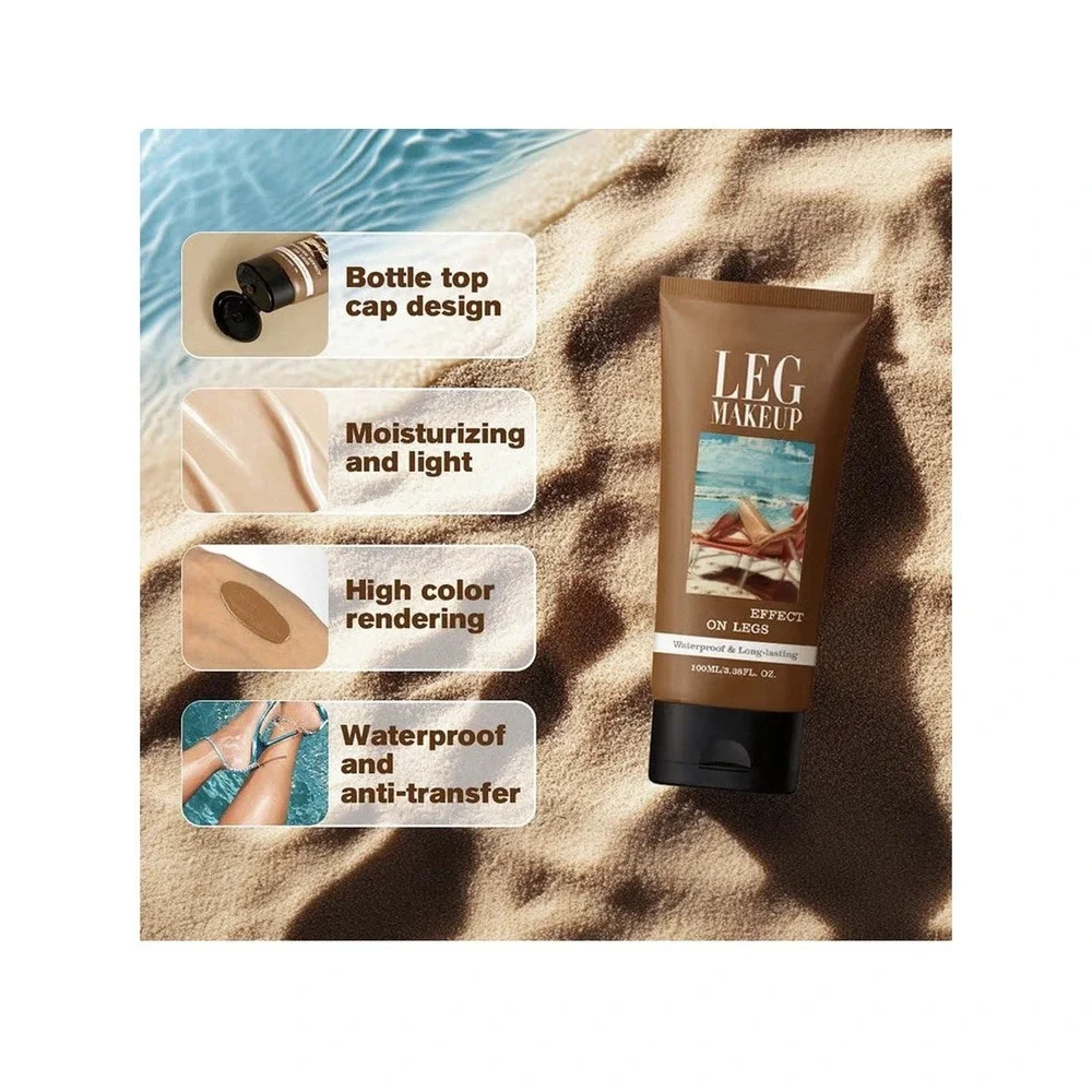 Leg Makeup‎ Airbrush Effect Fairest Glow #1 Waterproof Long Last Brush 100ML New